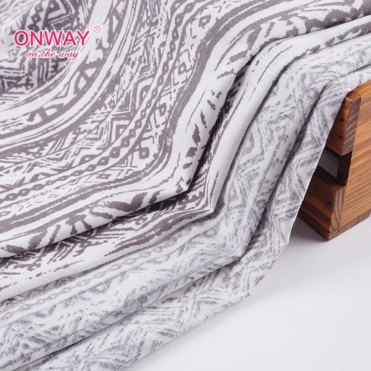 2023 shaoxing factory hot sales Gold supplier stylish comfortable slub linen and printed viscose fabric bamboo viscose fabric