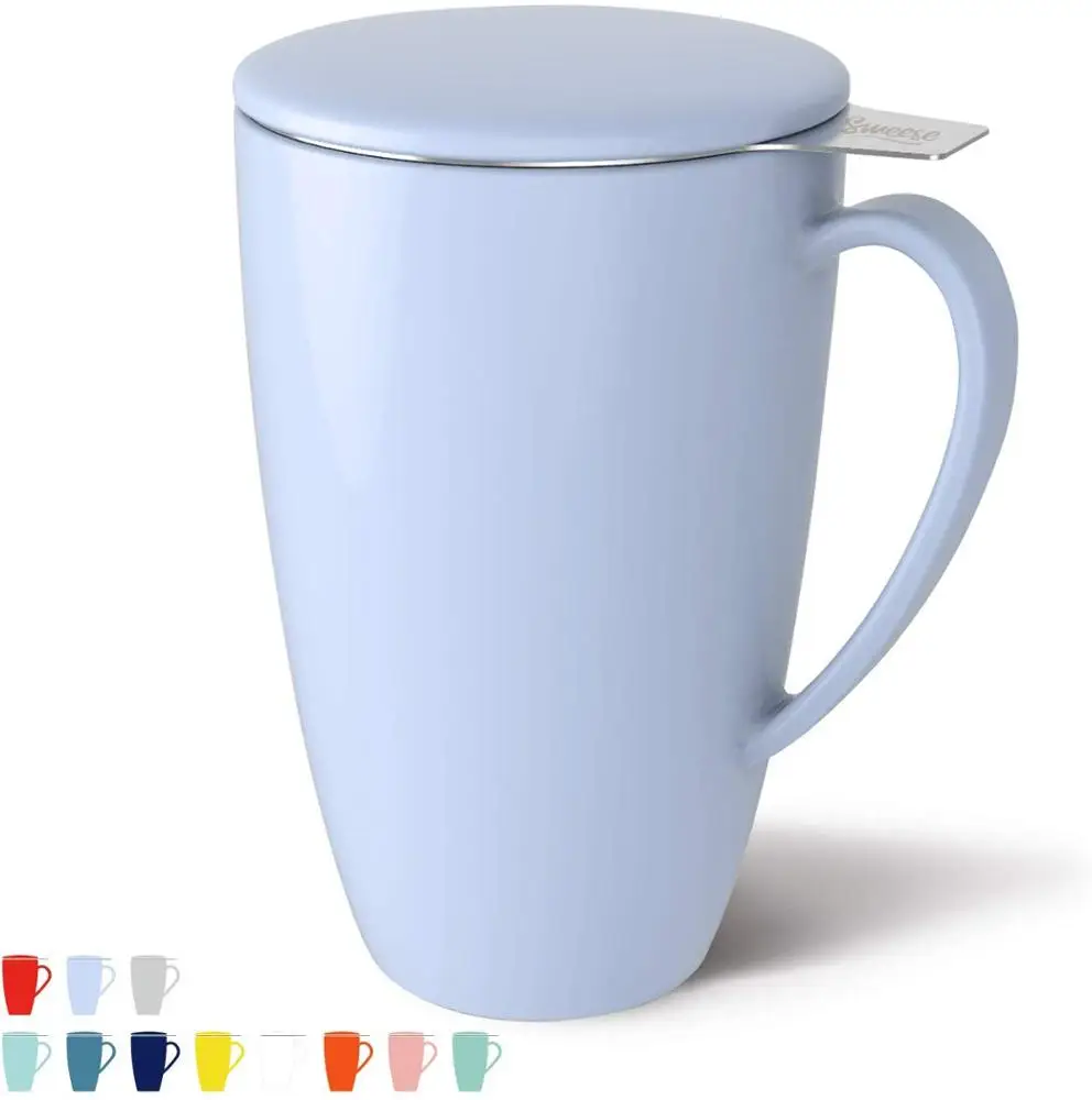 Glaze Porcelain Ceramic Coffee Mugs with Infuser and Lid Tea Cup Large Capacity Infuser for office