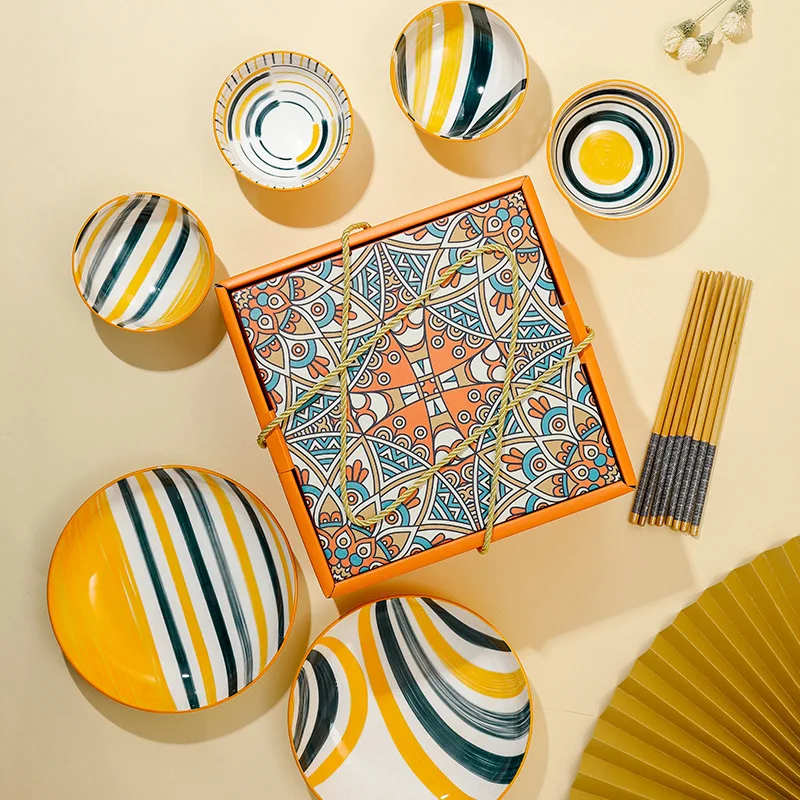 Набор керамических палочек для еды HY, в богемном стиле, подарочный набор, чаша для церемонии открытия, с ручной церемонией
