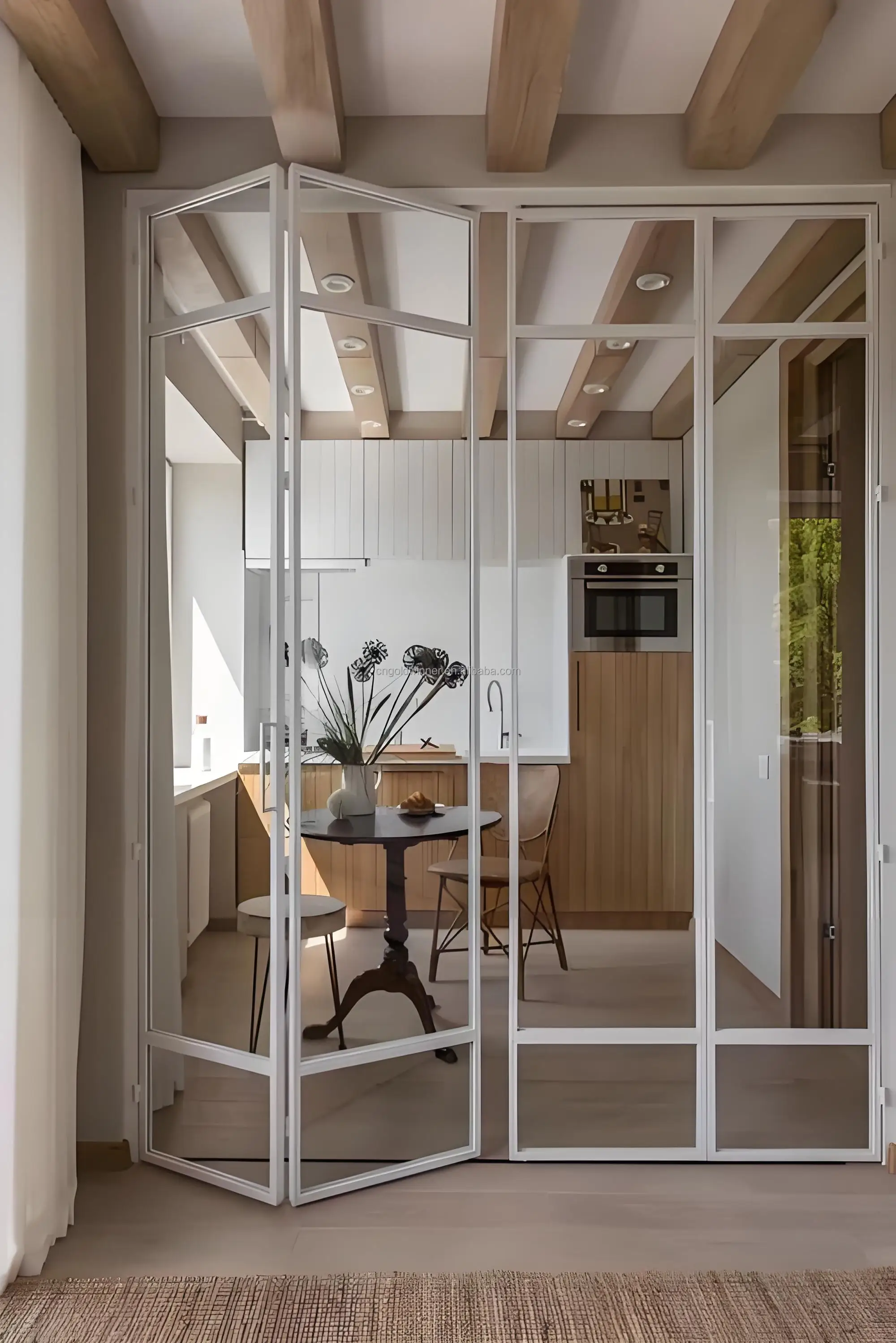 Stainless Steel Thermal Break Aluminum Bifold Folding Door for Villa & Entry Energy-Saving Safety Glass for Home Offices Use