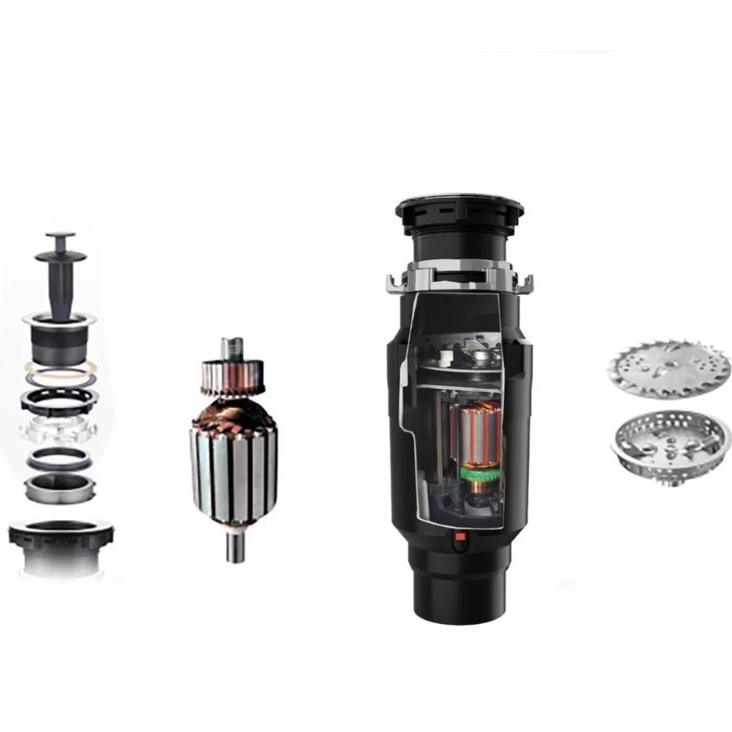 Patented Electric Food Waste Disposer Kitchen Stainless Steel Continuous Feed Sink Garbage Disposal Machine