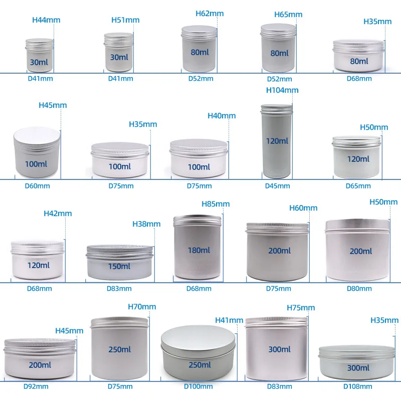 80g Hair Wax and Hair Clay Aluminium Box Round Scented Candle Tin Food Grade Threaded Small Metal Tin Box Packaging 15ml 30ml