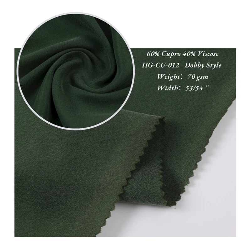 Manufacturer customized woven silky 70gsm 75D 60%cupro 40%viscose dobby fabric for pajamas