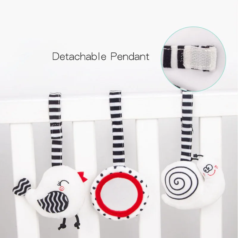 Baby black-and-white bed hanging multifunctional plush toys around cartoon fox bed T035