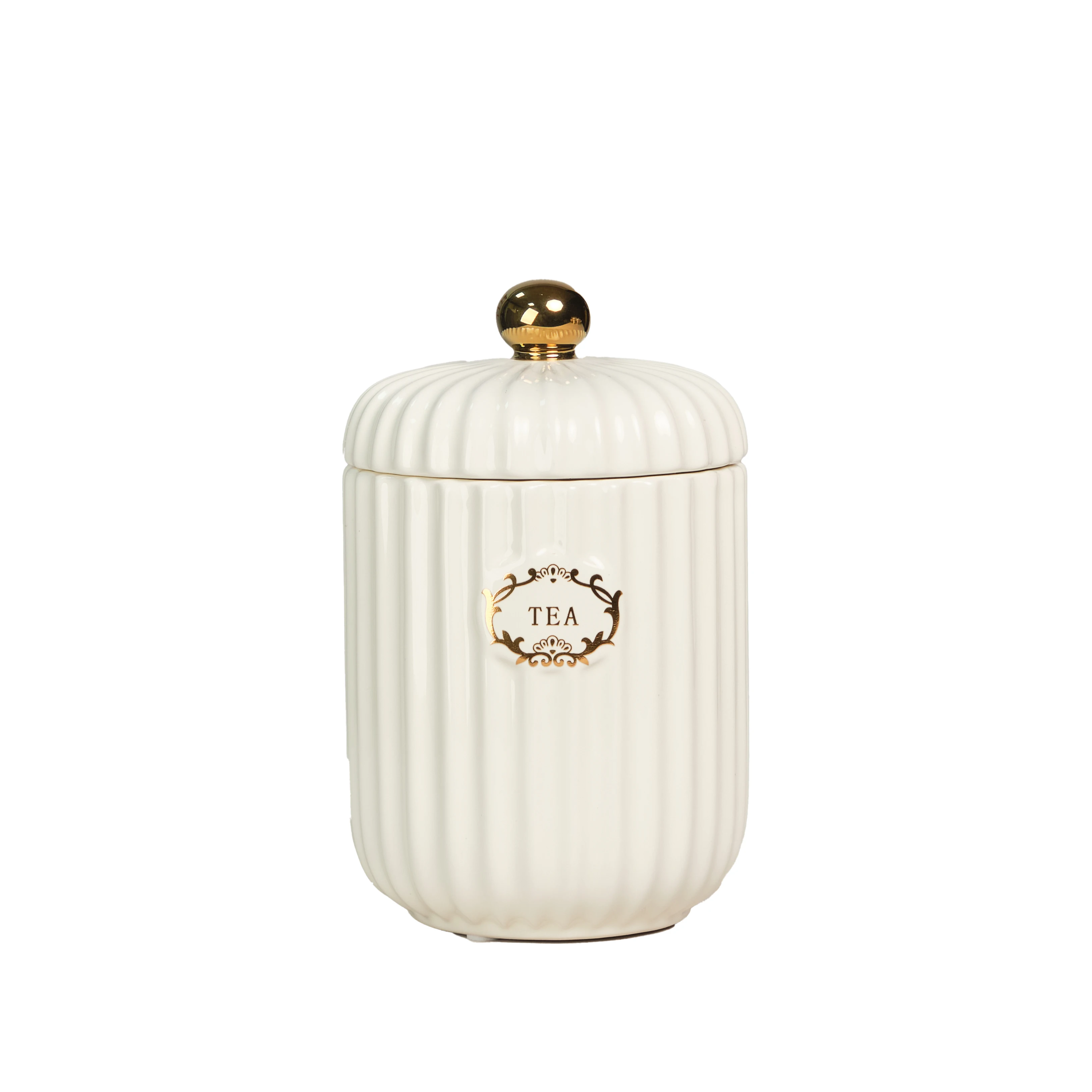 2023 wholesale home goods gold plating  food  glossy  storage sugar jar tea  coffee canister  with lid