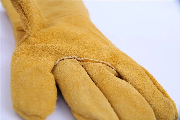 Yellow Cow Split Leather Long Sleeves Custom High Dexterity Welding Gloves for Tig Welder