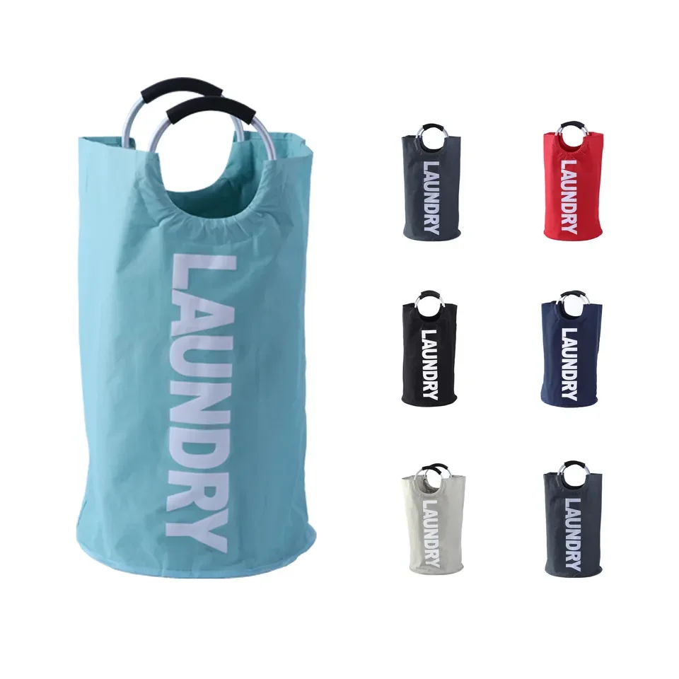 Customizable Folding Laundry Basket with Aluminum Handle Oxford Material for Dirty Clothes Storage Home or Hotel Use