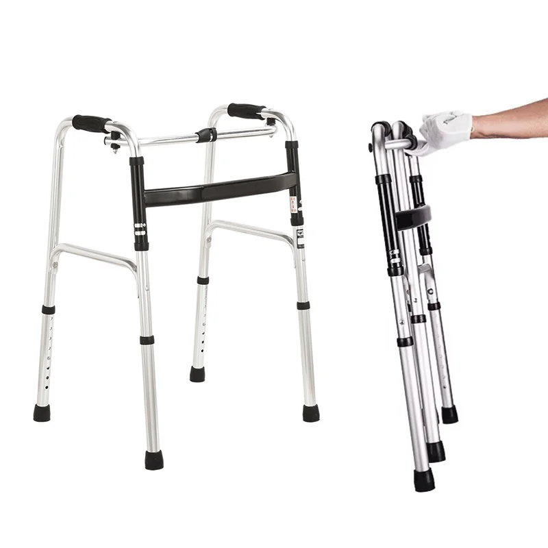 Wholesale Elderly Care Products Medical Walker Elder Wheel Frame Walker Mobility Aluminum Alloy Hospital Step Up Folding Walker