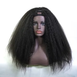 Wholesale Brazilian Hair Virgin Wig Vendors 100% Natural U Part Afro Kinky Human Hair Wig With Bangs For Black Women