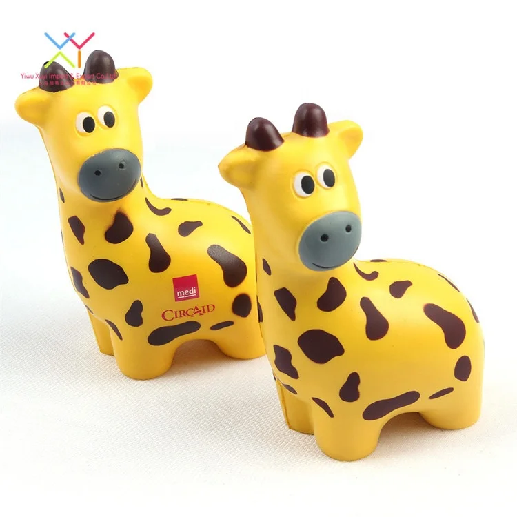 Promotional Gift Customized Logo Animal Stress Ball Cartoon Giraffe Pu Foam Anti Stress Ball For Kids