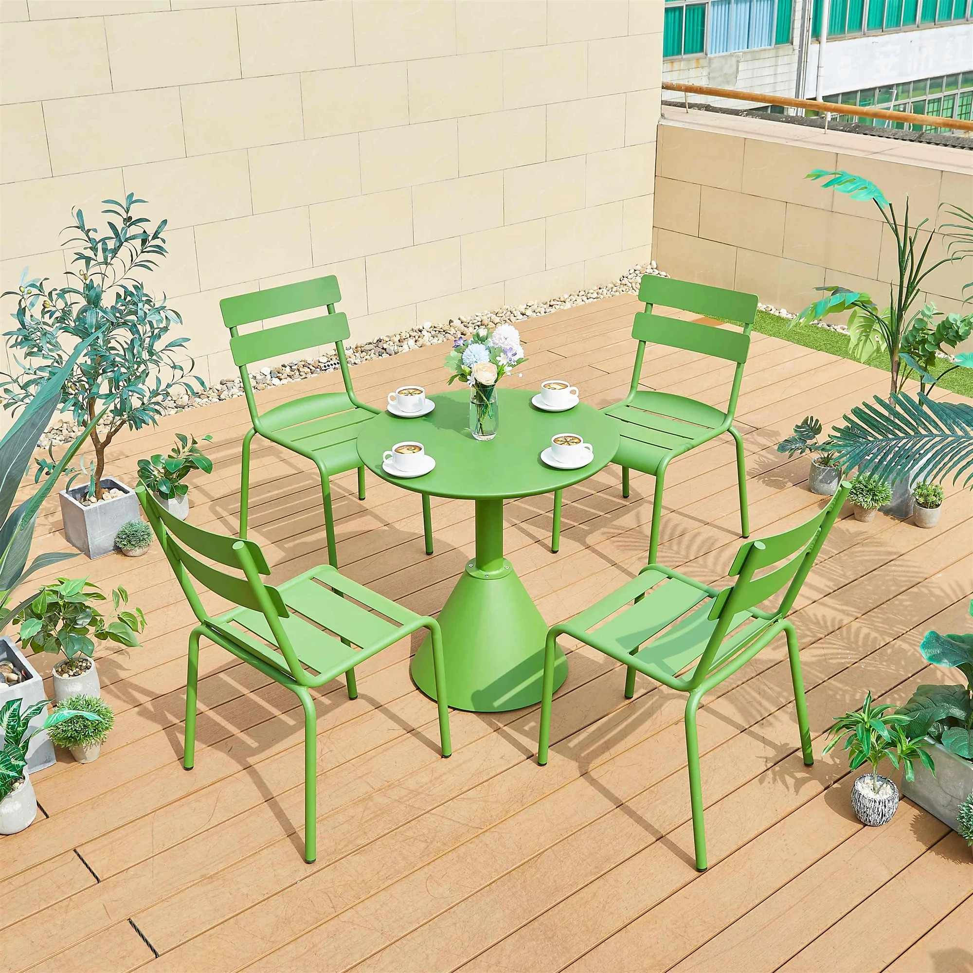 Outdoor Stackable Fermob Design Luxembourg Dining Chair with Aluminum Slat Garden Chair