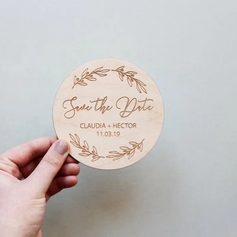 Wedding wooden gift to guests  carving crafts  supports customization Wooden date cards inviting wedding guests