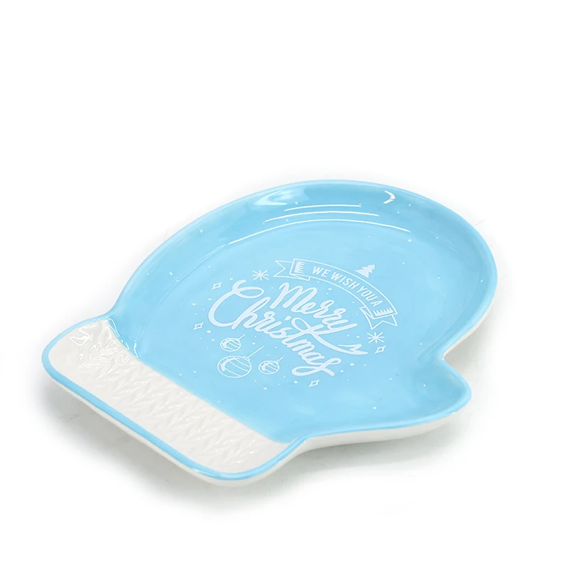 Christmas blue irregular  tableware set  Ceramic Dinnerware Plate Christmas plates decorative dinner set