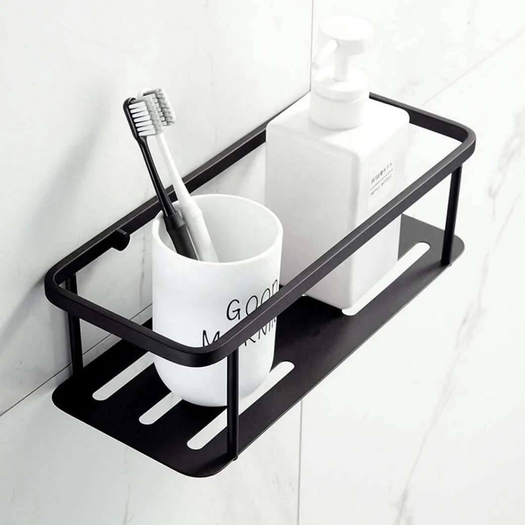 Shower Caddy Matte Black Bathroom Shelves Hardware Rack Accessories Corner Shelves Kitchenware Wall Mounted Shelf