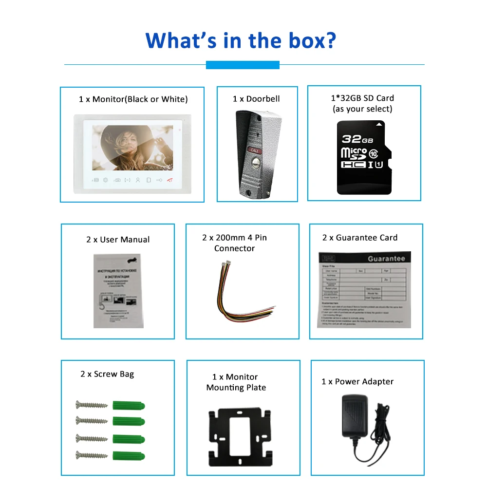 video doorbell intercom 2 apartment 10' with sensor button video door phone apartment