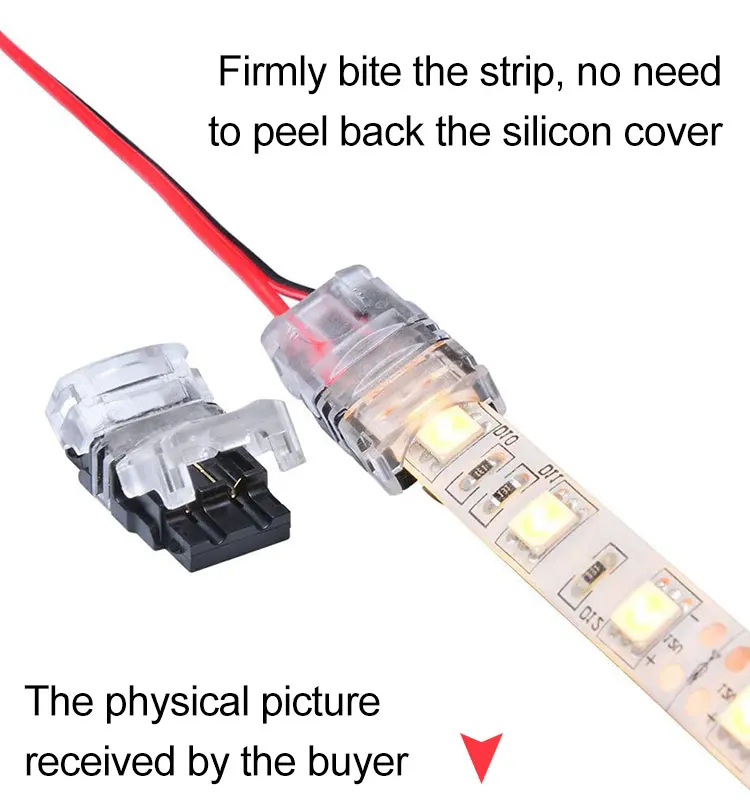 Cable to pcb 2 Pin Smd 2835 5050 IP65 Single Color Soldering Welding-free Tape Led Strip Light Connector