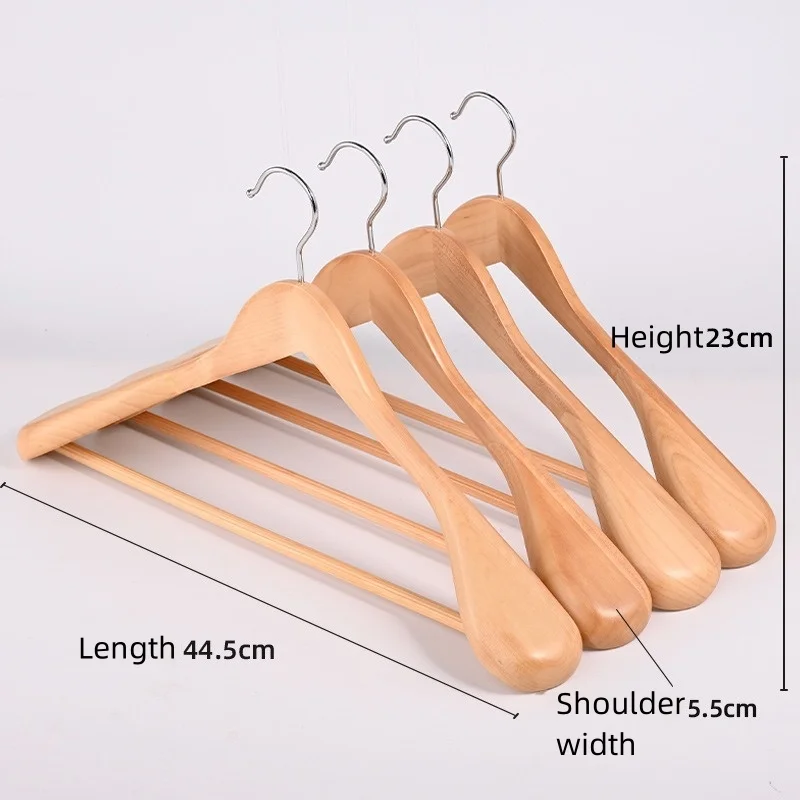 High Quality Custom Natural Wooden Hangers Luxury Wood Suit Hangers Coat Hanger For Hotel Home Shop