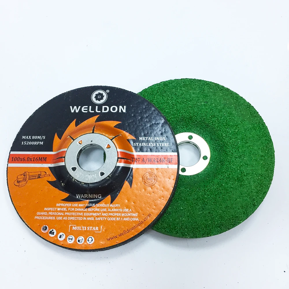 Welldon 100x6x16mm aluminium oxide resin high quality porosity mini bevel edge angle inox grinding wheel disc price or cast iron