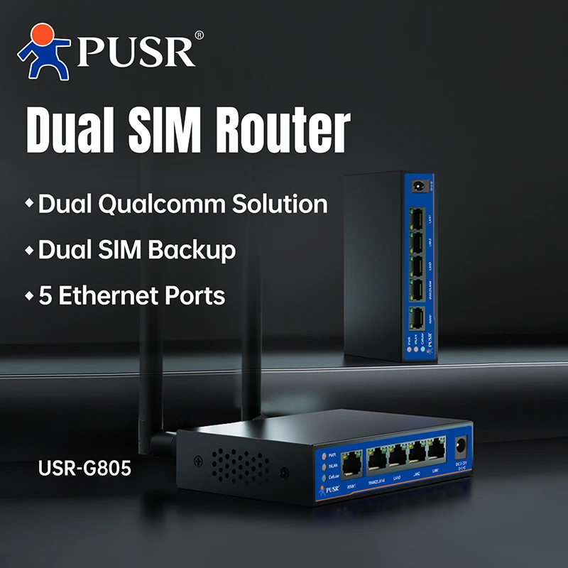 PUSR Global Frequency Industrial Dual SIM Router 4G/WiFi/Wired WAN Backup Hardware & Software Dual Watchdog USR-G805s-G