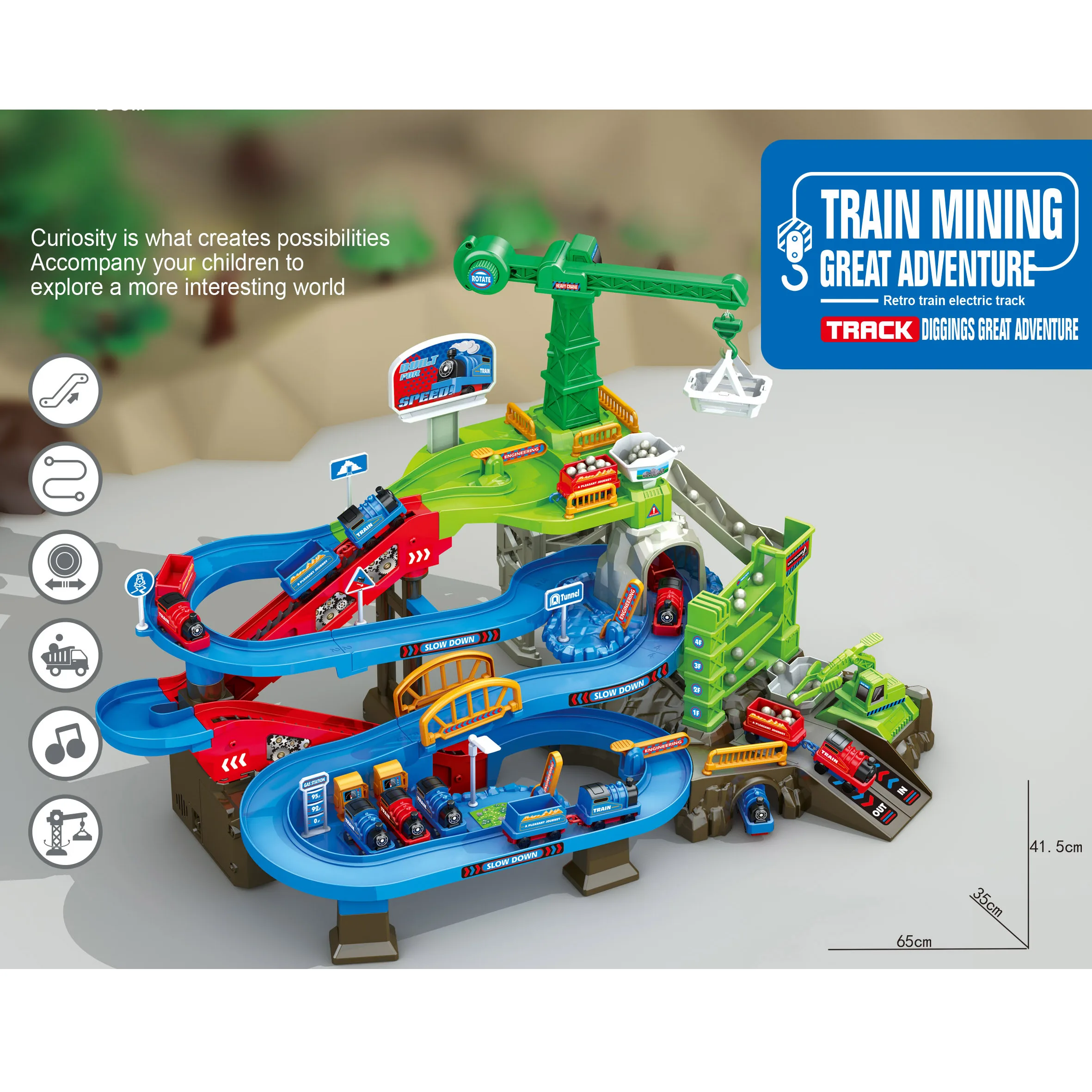 Kids hot sale educational electric train mining great adventure track toy big adventure track toy