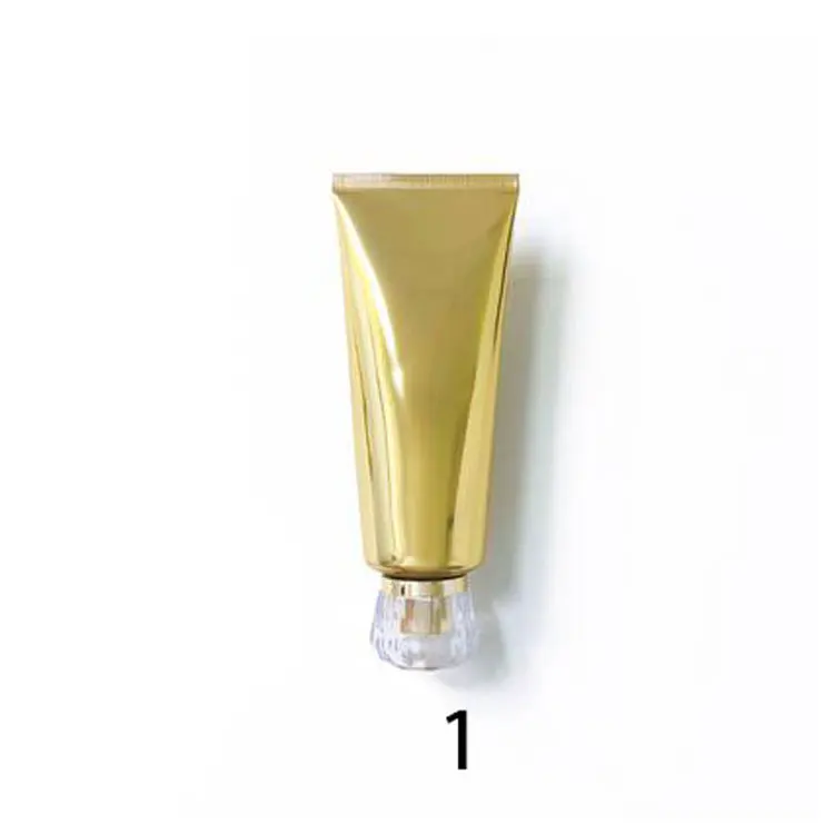 100ml Custom wholesale Golden Aluminum Plastic Empty Travel Squeeze Bottle Glossy Cream Containers 50pcs/lot Soft Tube