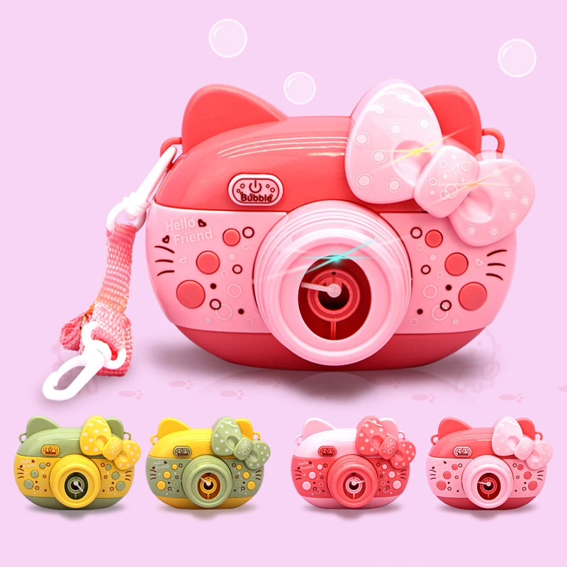 2022 New Design Summer Outdoor Bubble Machine Automatic Kitty Bubble Camera Toys for Girls Kids