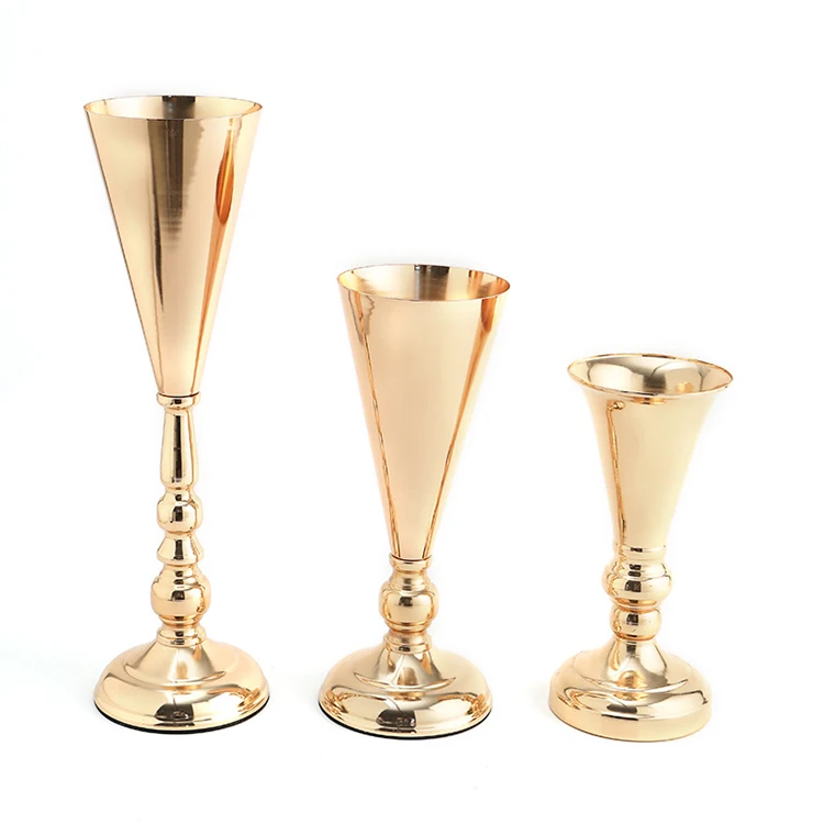 Gold/tall Candle Holders Display Metal Flower Arrangement Vase Stand For Wedding Table Centerpieces