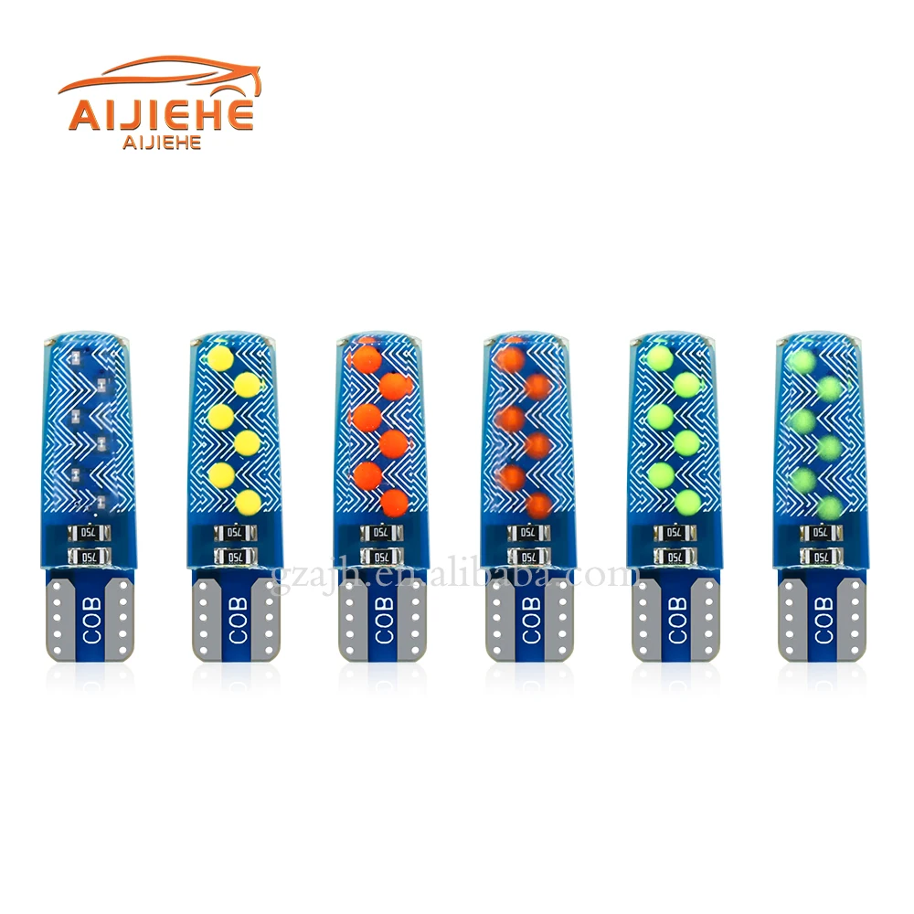 Silicone T10 LED Bulb SMD 2835 12SMD for Car Interior Light Dome Lamp Width Lamp Red+Blue two-color Strobe Flash