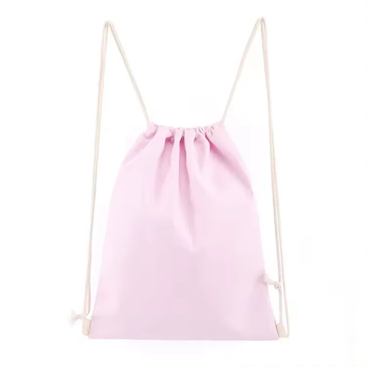 Durable Reusable Cotton Canvas Backpack Drawstring Tote Bag For Diy Crafts School Promotion Heat Transfer Printing Advertising