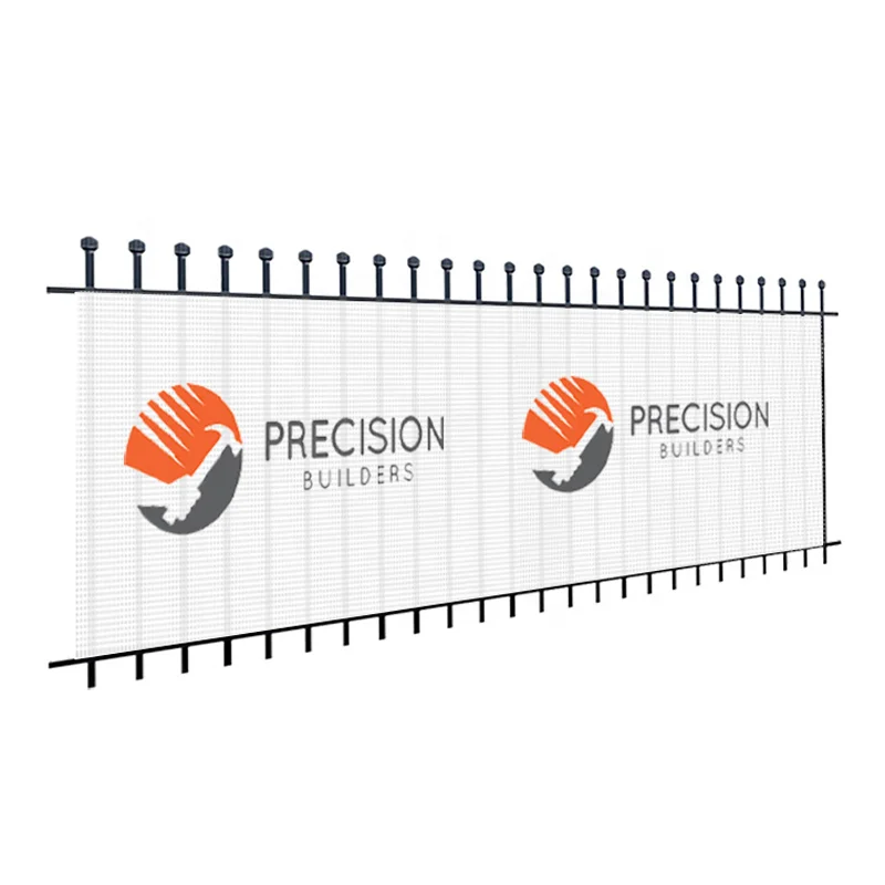 200 views Digital printed advertising custom Heras Fence scrim Fabric flex mesh fence banner with optional Pvc vinyl
