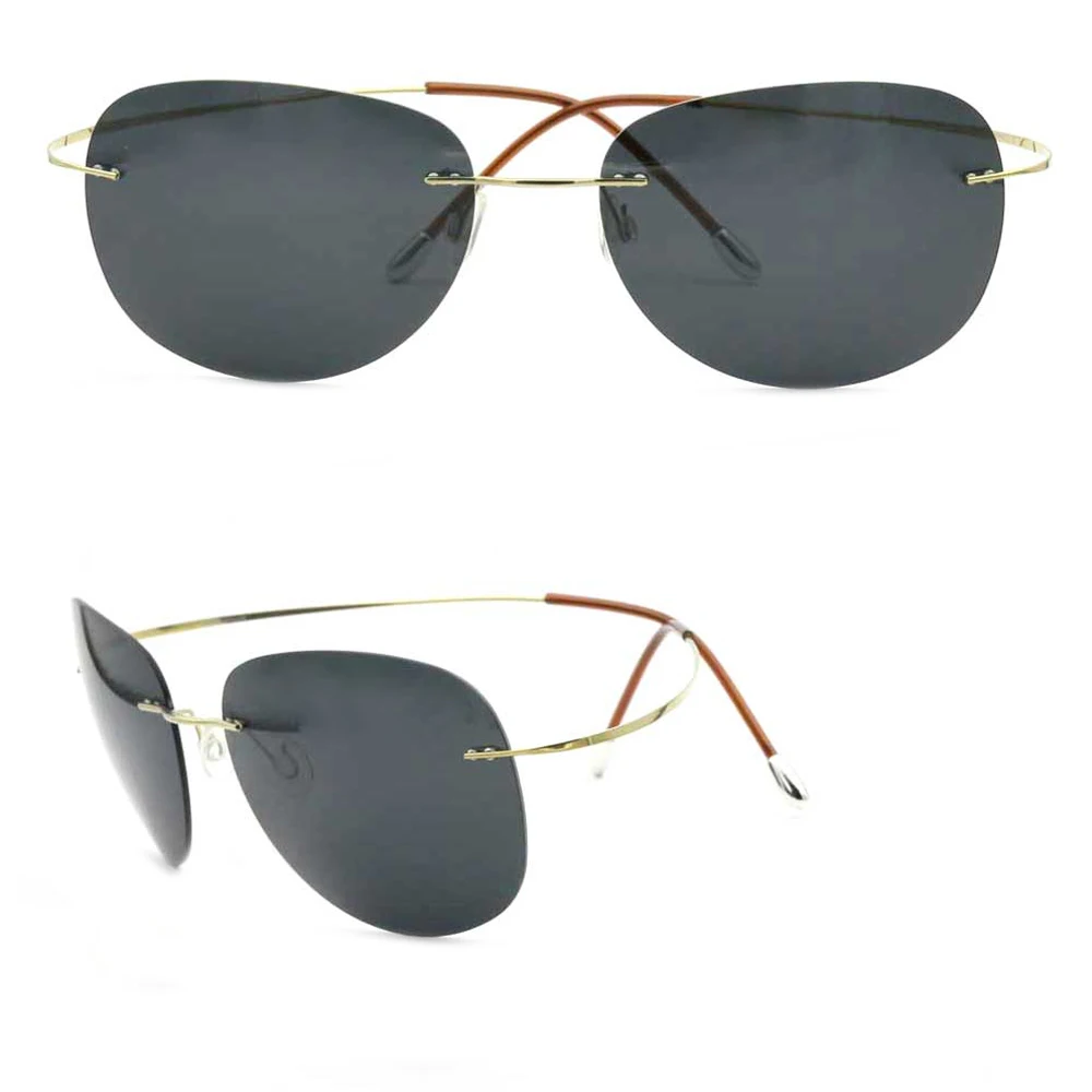 PP3001T fashion polarized titanium mens rimless sunglasses