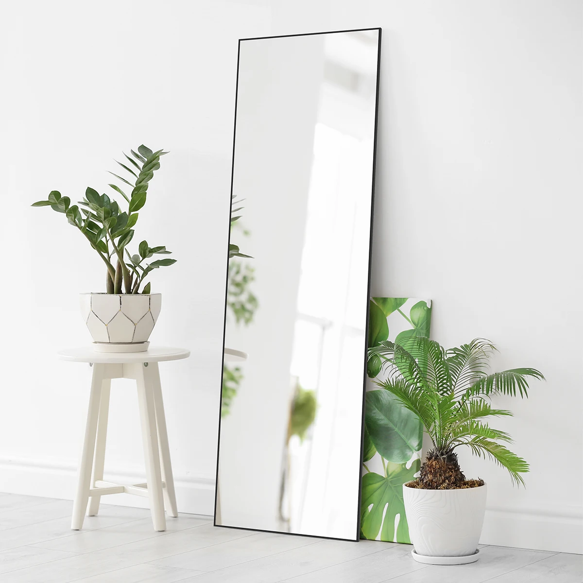 BEAUTME Full Length Mirror Standing Over Door Mirror, Aluminium Frame Wall Hanging HD Rectangle Full Body Tall Mirror US Stock