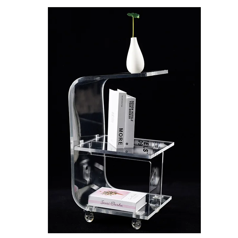 Acrylic Handcart With Wheels Acrylic Bar Cart On Wheels Drinks Trolley Cart Table Assembled Acrylic Display Storage Cabinet