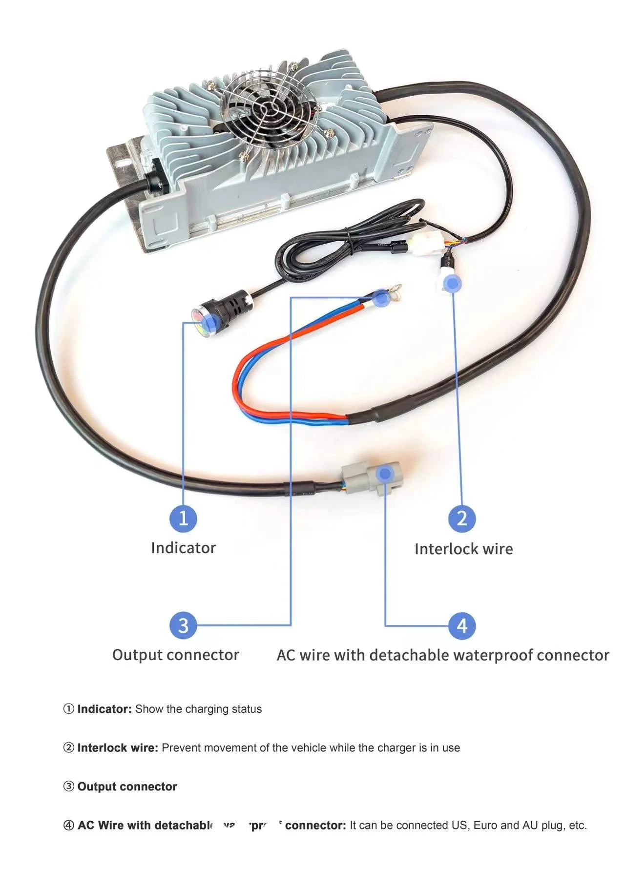 EV On Board Charger Cargador A Bordo OBC OBC Chargeur Embarque 72 Volt Lithium Battery And Charger OBC On Board Charger