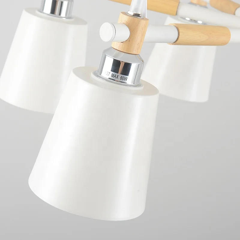 White black 3 6 8 heads hotel bar restaurant bedroom living room dinning room modern nordic wooden chandelier