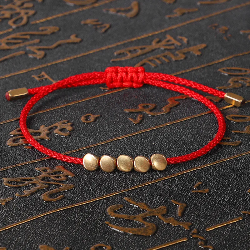 Hot Sale Handmade Ethnic Cotton Thread Lucky Rope Bracelets & Bangles For Women Men Tibetan Copper Beads Bracelet