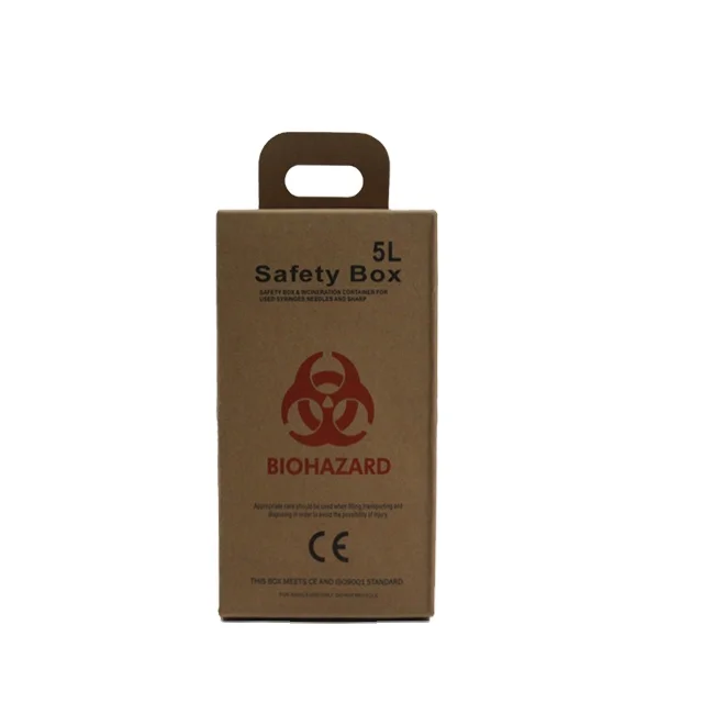 Kraft paper safety box portable needles container for hospital