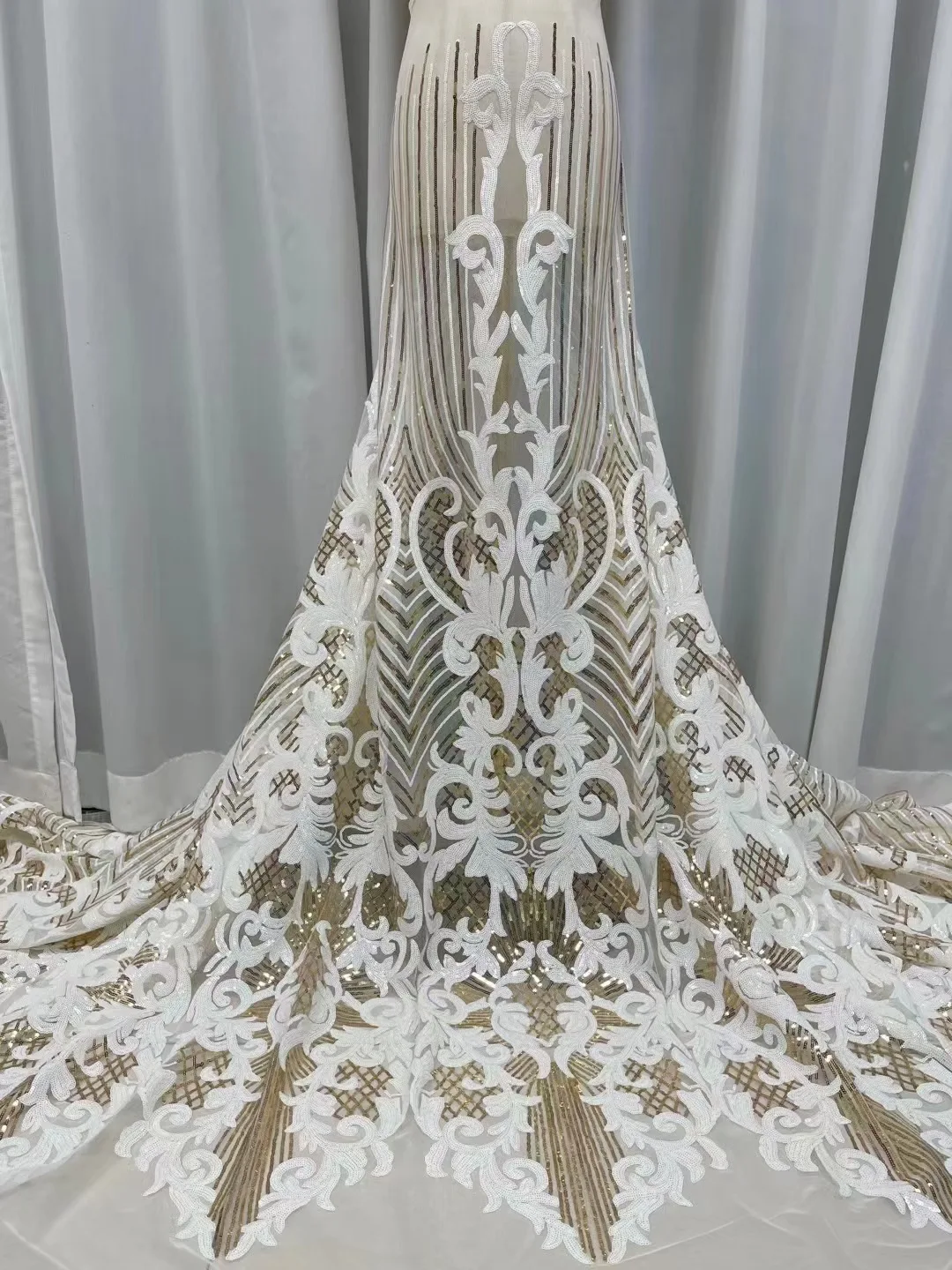 Sequin Lace Fabric African Lace European and American Wedding Dress Fashion Embroidered Fabric