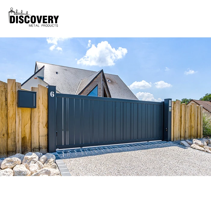 European style modern aluminium main door gates house villa external front entry automated sliding aluminum fence gate