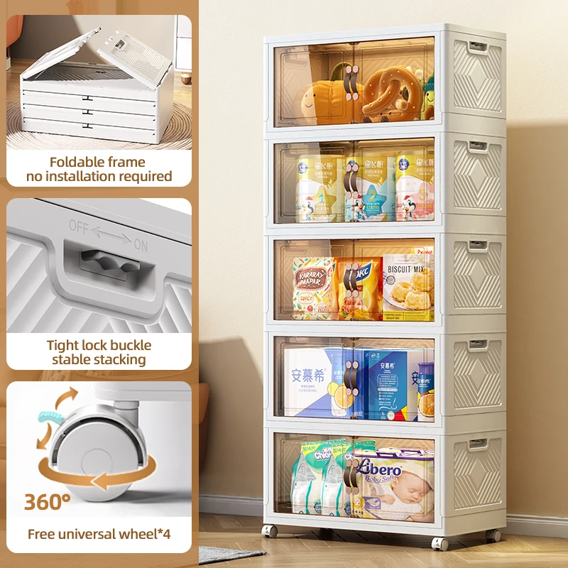 Wholesale Home Organization High Quality Living Room Wardrobes Foldable Clothes Cabinets Plastic Clothing Toys Storage Box Bins