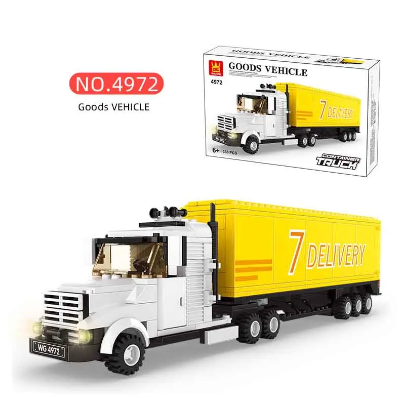 4970 4971 4972 Plastic Build Block Vehicles City Container Heavy Truck GOODS VEHICLE Children Building Block for Boys Gifts