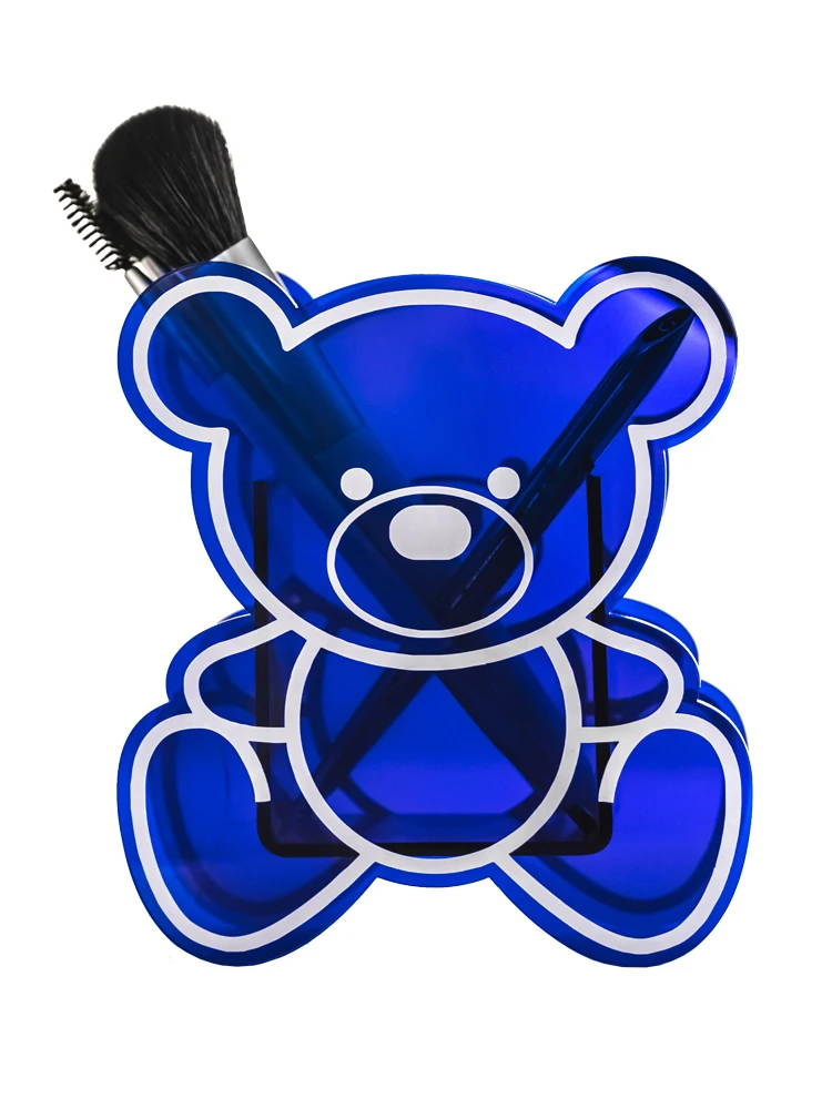 New Design Acrylic Iridescent Office Pen Holder Customized Lucite Shape Logo Pencil Organizer Stand