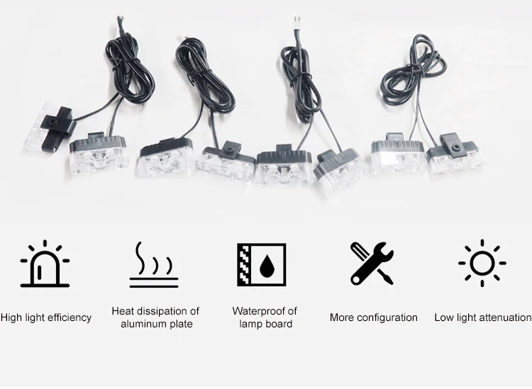 Car mid-grid flashing lights led high-power wireless one-to-eight ultra-bright clearing warning lights modified decorative light