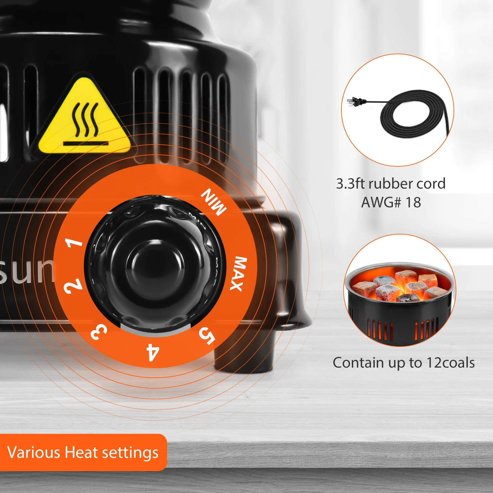 Kitosun Hookah Accessories - Hookah Charcoal Starter Burner 110V/220V AC Electric Coal Starter Shisha Accessories