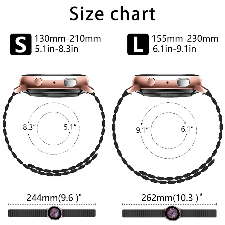 Single Dual Color 20mm 22mm Rubber Smart Watch Straps Silicone Magnetic coolyep Watch Band for Samsung Galaxy Watch 4 Armband