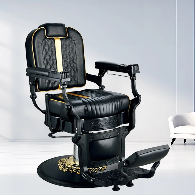 Barber Chair Salon Furniture Hairdressing Hairstyle Chair Big Size Hydraulic Black Barber Chair With Armrest