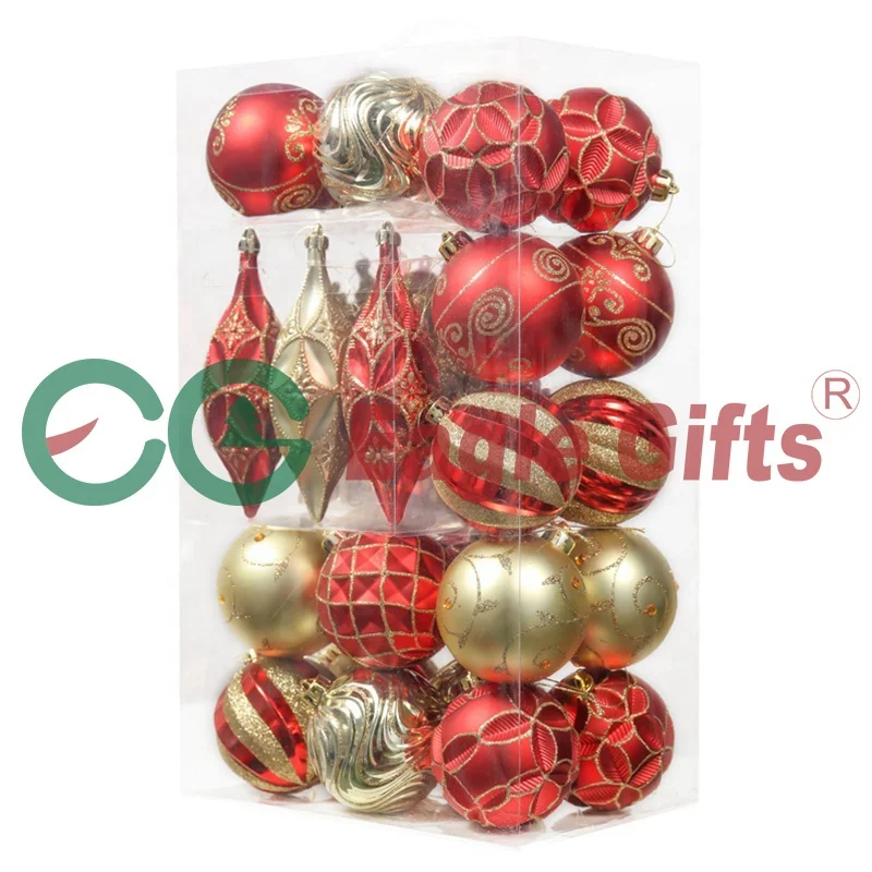 EAGLEGIFTS Заводские украшения из красного золота для рождественской елки подвесные пластиковые шары рождественские