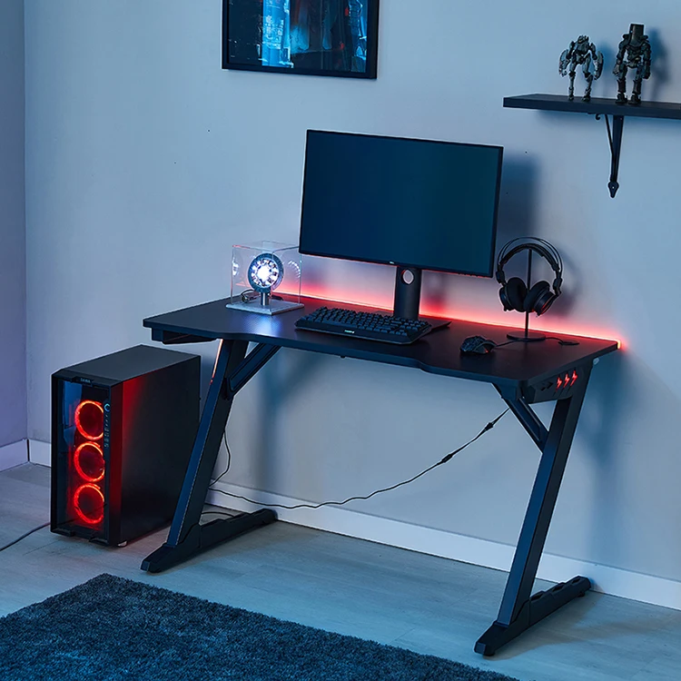 2021 New Arrival Office Black Pc Laptop Desk Gaming Computer Table Needs Rgb Gaming Desk for PC