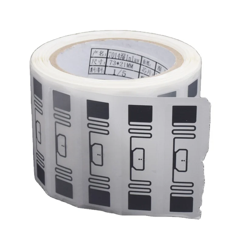 U9 Chips UHF Length 73  Width 21 mm RFID Information Record Coated Paper White Stickers