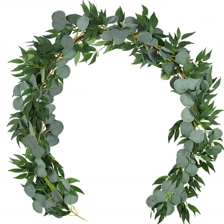 Artificial Eucalyptus Garland Faux Silk Eucalyptus Leaves Vines Handmade Garland Greenery Wedding Backdrop